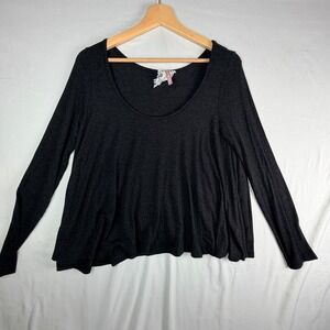 Mauve Womens Charcoal Grey Long Sleeve Scoop Neck Flowy Babydoll Top Size M